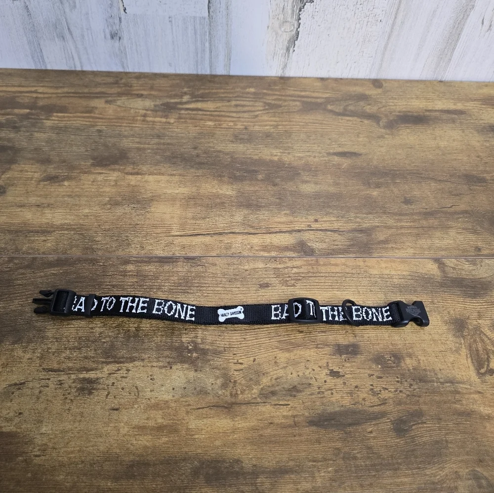 Vintage Harley Davidson 2002 Black 'Bad to the Bone' Dog Collar